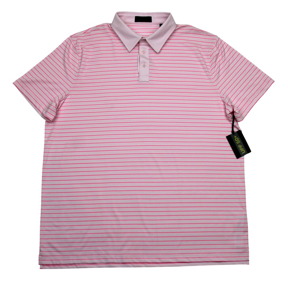 G/FORE Polo Shirt Mens 2XL Pink Blush Stripe Golf UPF 50+ Performance Jersey